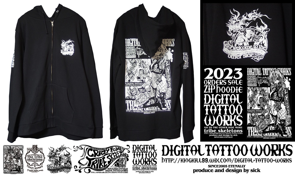 DIGITAL TATTOO WORKS 受注生産 ZIPパーカー2023