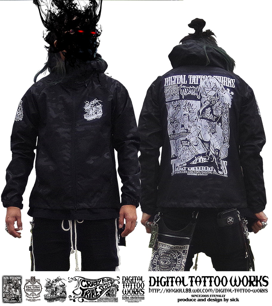 DIGITAL TATTOO WORKS 受注生産 シェルパーカー2023