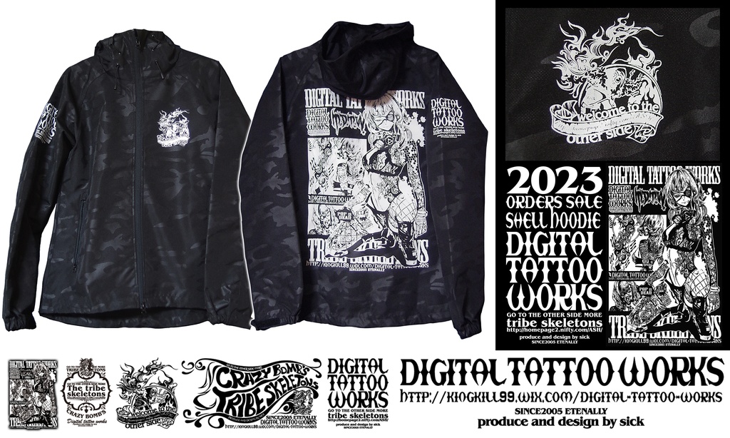 DIGITAL TATTOO WORKS 受注生産 シェルパーカー2023