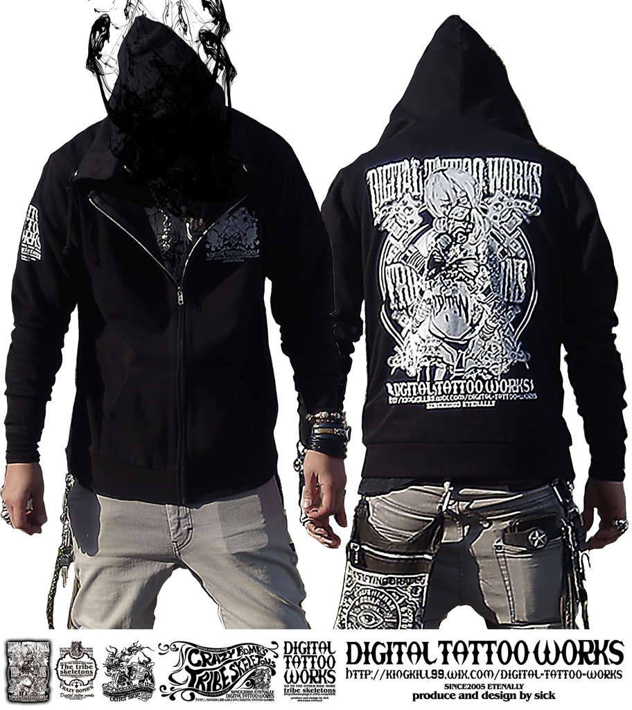 DIGITAL TATTOO WORKS 受注生産 ZIPパーカー2024