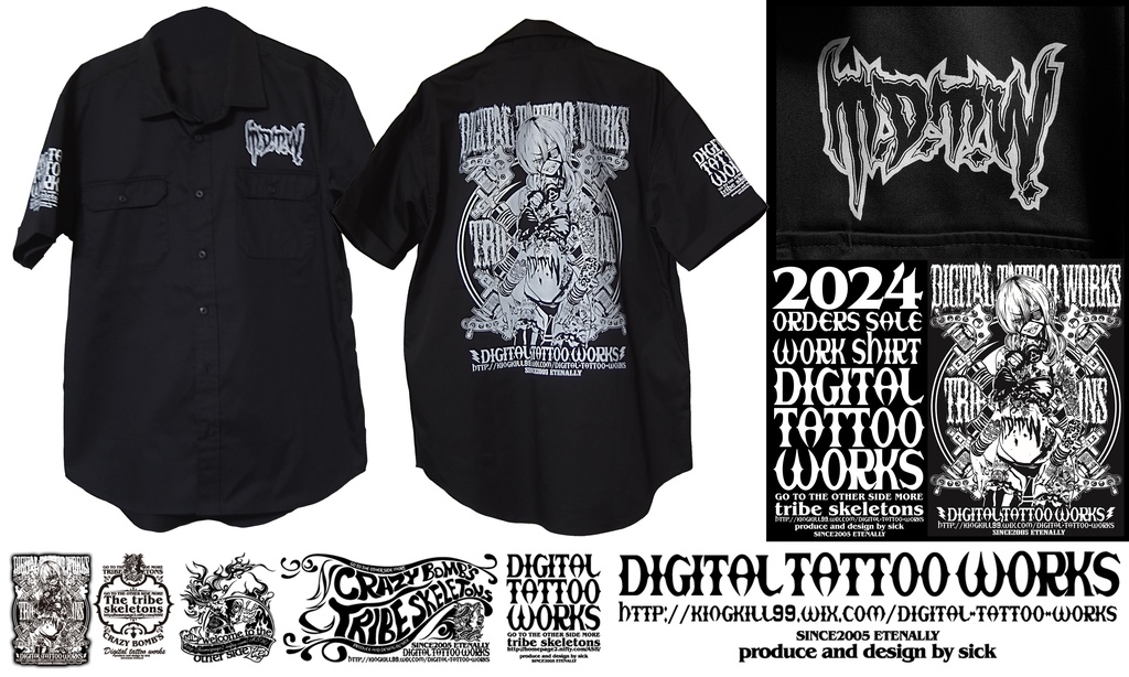 DIGITAL TATTOO WORKS 受注生産 ワークシャツ2024