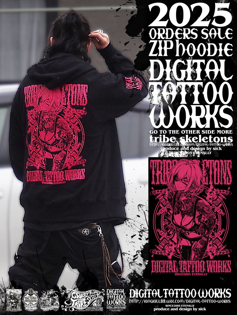 DIGITAL TATTOO WORKS 受注生産　厚手ZIPパーカー2025