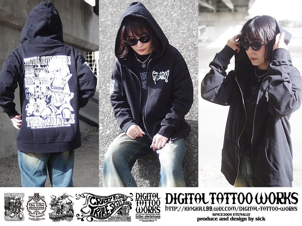 DIGITAL TATTOO WORKS 受注生産 ZIPパーカー2026