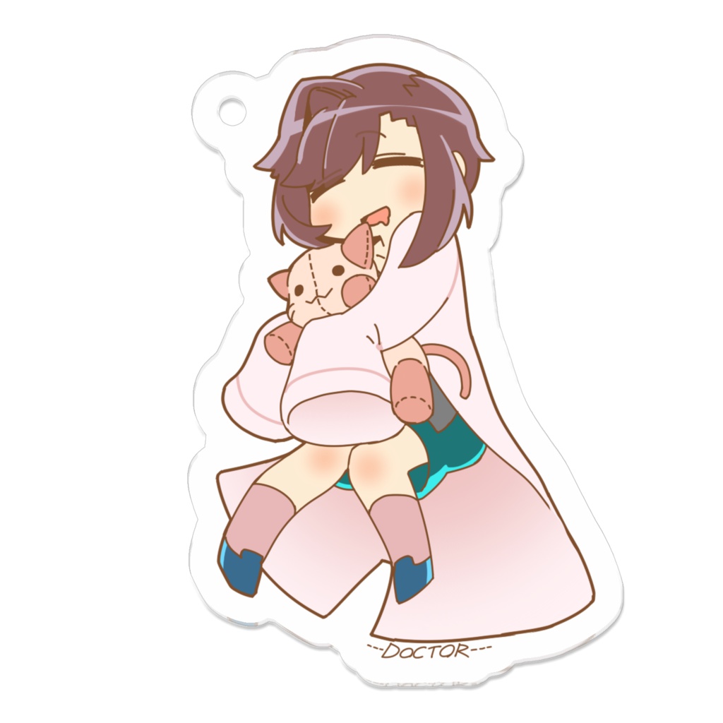 ねこさん抱っこドクターキーホルダー(ねんね)