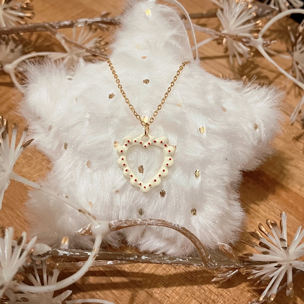 フリルハートのネックレス/レッド・ブラック ぬい用