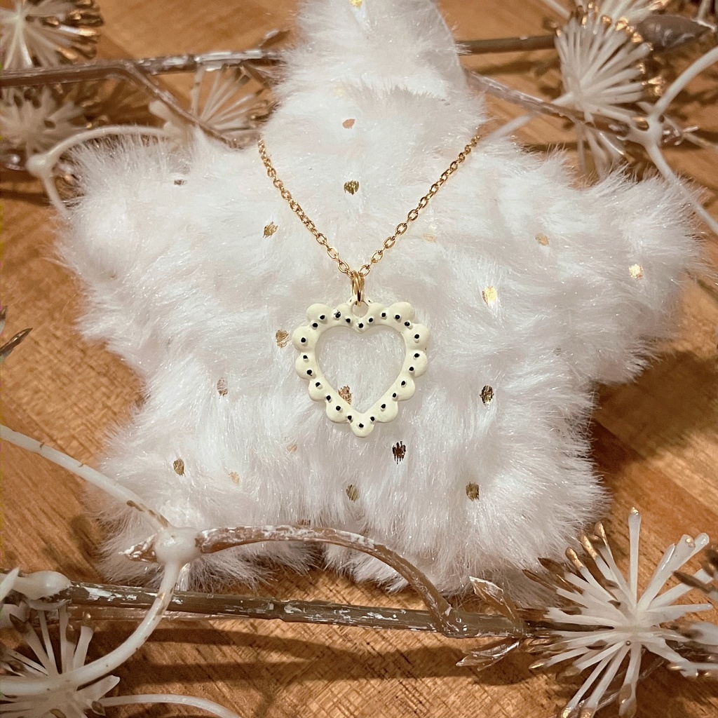 フリルハートのネックレス/レッド・ブラック ぬい用