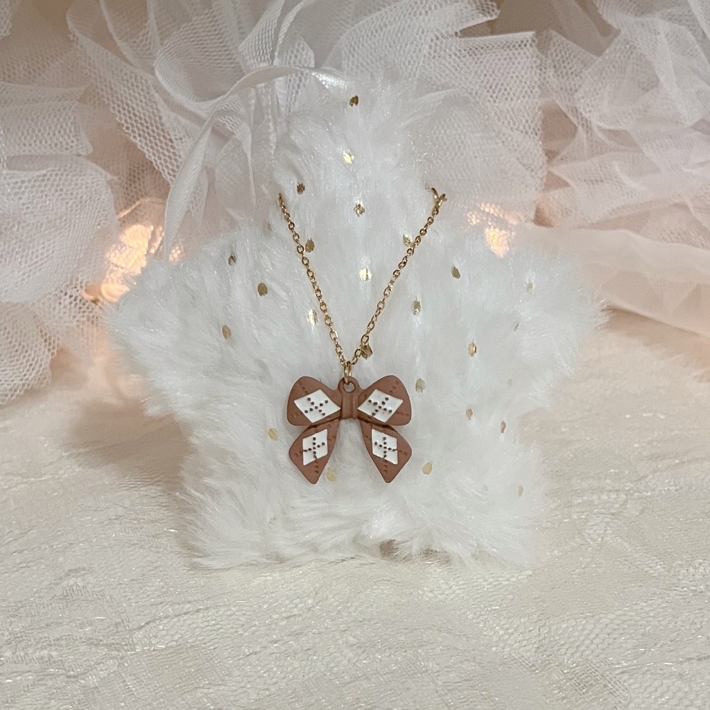 チェックリボンネックレス ぬい用