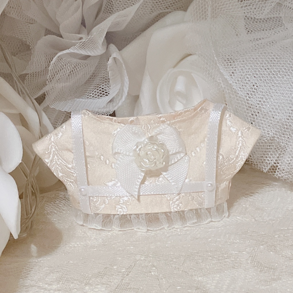 【ちびぐるみ】Rose cream × white harness Tops