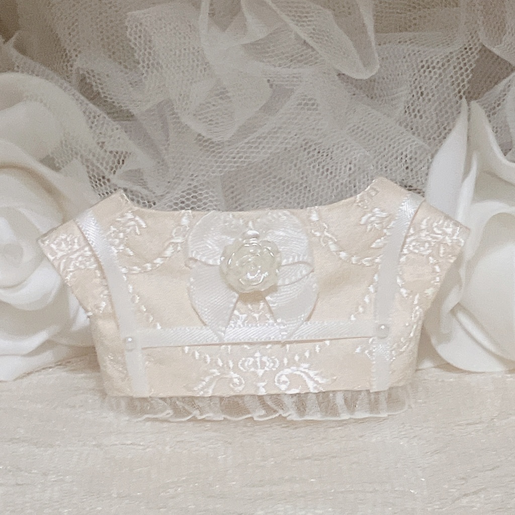 【にじぱぺっと】Rose cream × white harness Tops