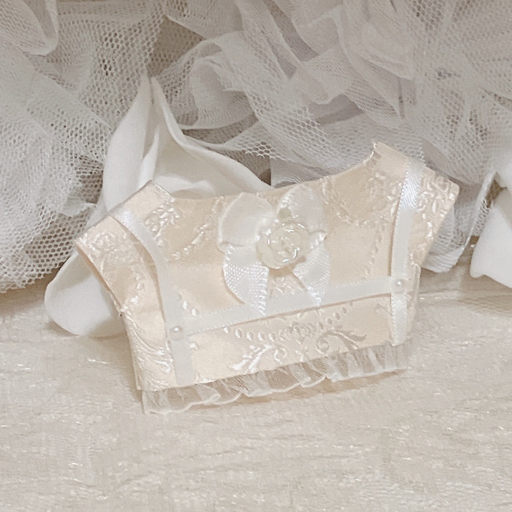 【にじぱぺっと】Rose cream × white harness Tops