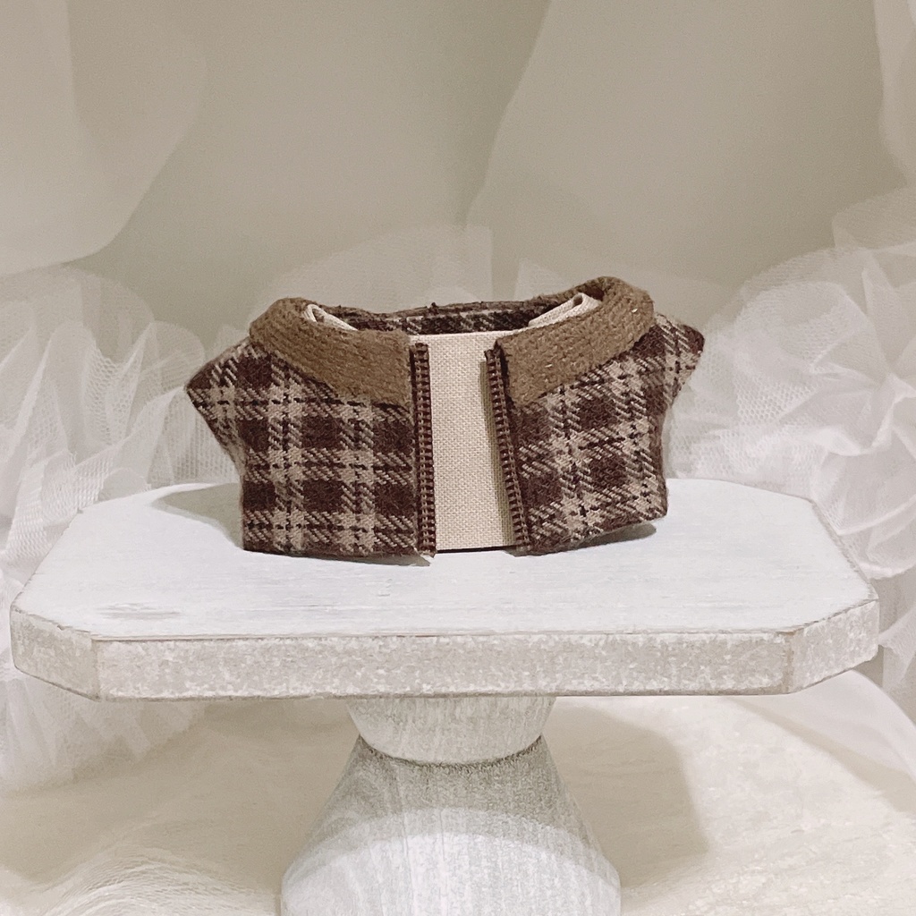 【にじぱぺっと】Brown Checkered Jacket & Tops Set