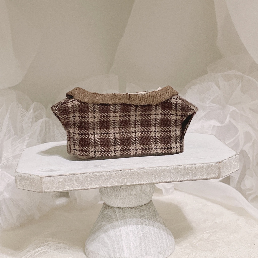 【にじぱぺっと】Brown Checkered Jacket & Tops Set