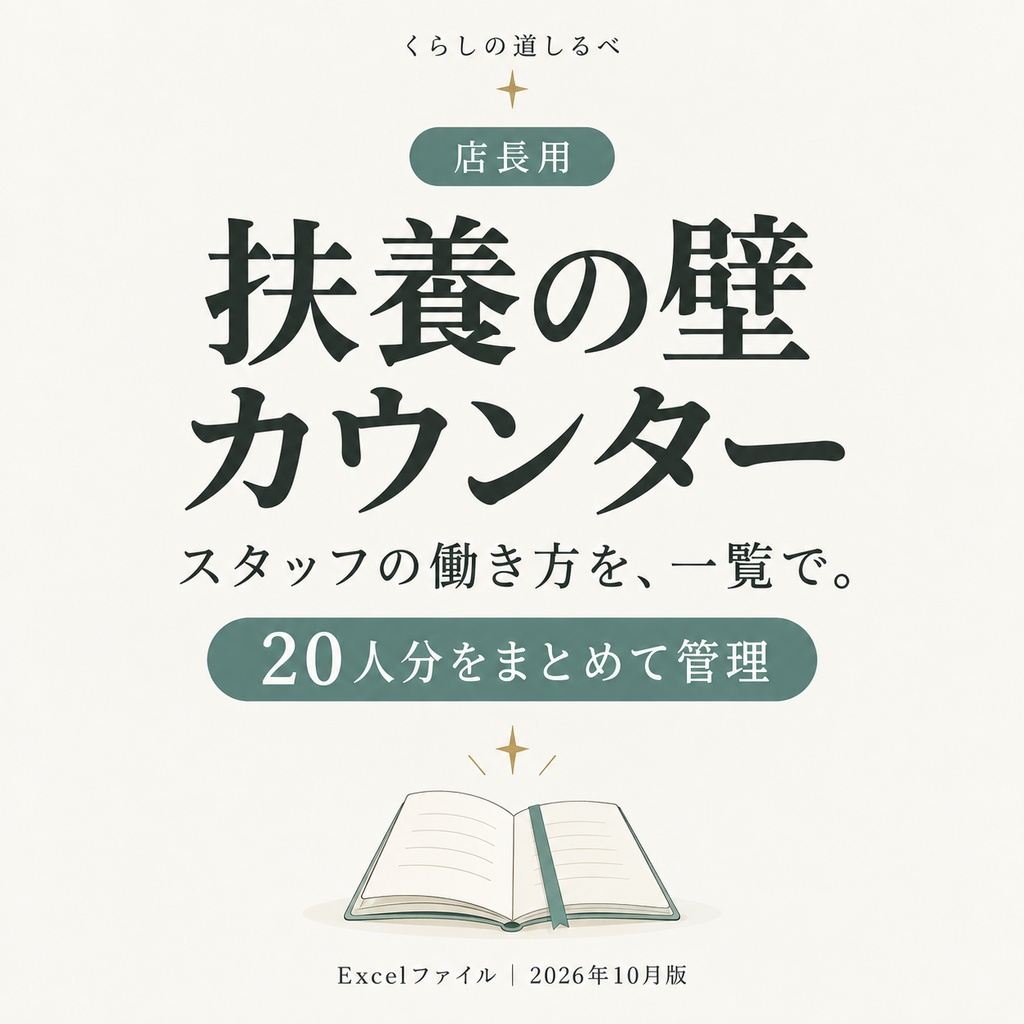 扶養の壁カウンター 2026年10月版(店長用・20人)Googleスプレッドシート/Excel