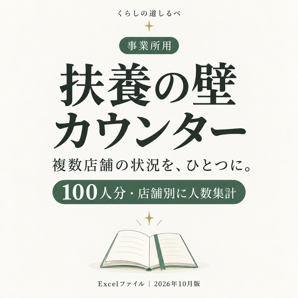 扶養の壁カウンター 2026年10月版(事業所用・100人・年次更新込み)Googleスプレッドシート/Excel