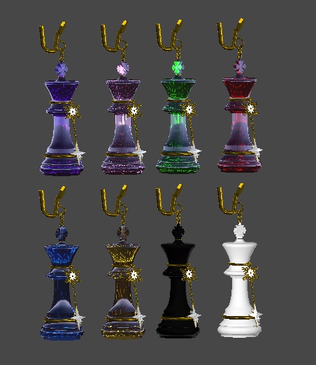 【VRC想定・MA対応】9アバター対応 チェスモチーフピアス『Astral Monarch Pierce』