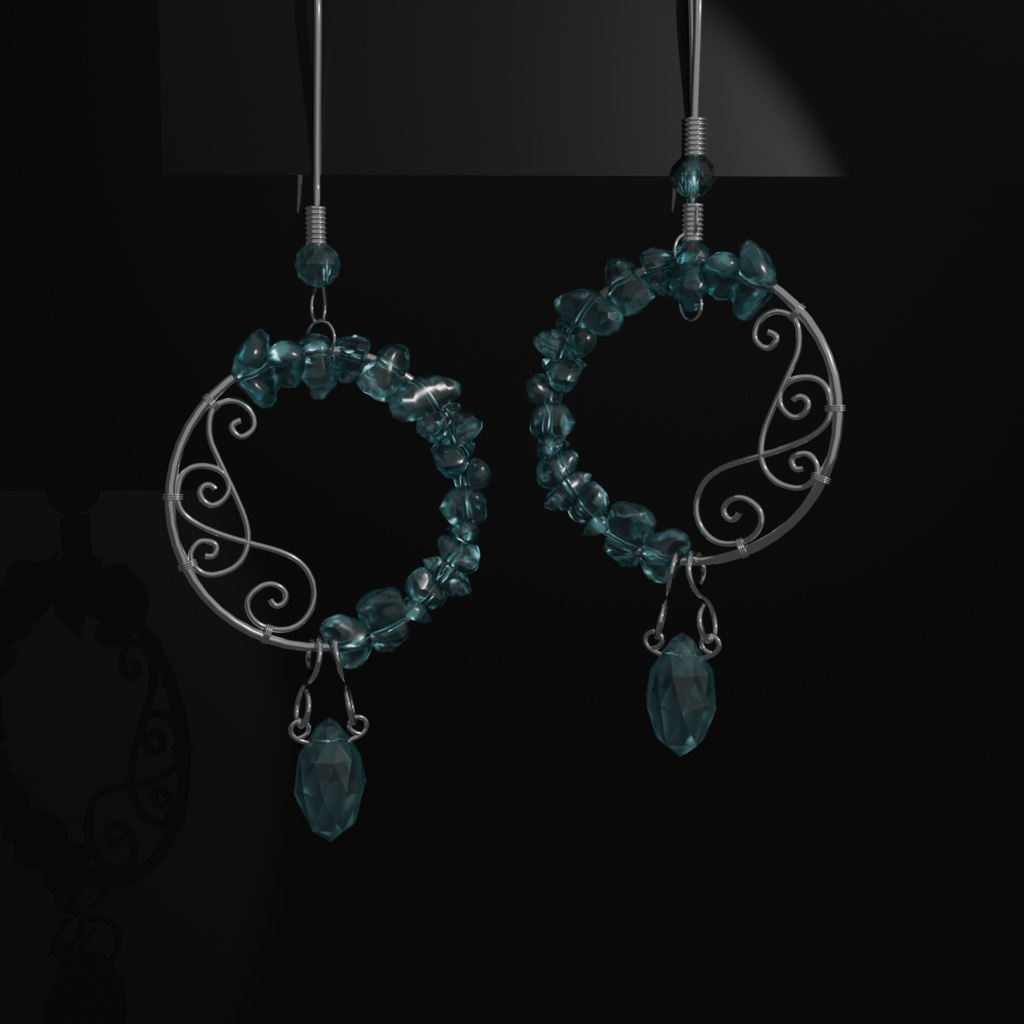 【VRC想定・MA】13アバター対応 3Dアクセサリー/ピアス Nocturne Spiral Relic 宵渦の宝滴