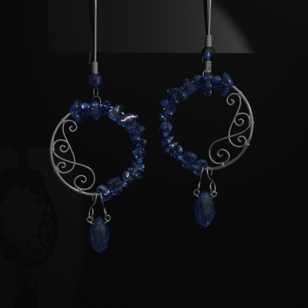 【VRC想定・MA】13アバター対応 3Dアクセサリー/ピアス Nocturne Spiral Relic 宵渦の宝滴