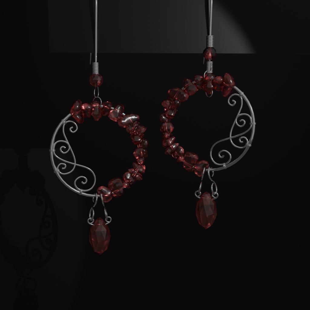 【VRC想定・MA】13アバター対応 3Dアクセサリー/ピアス Nocturne Spiral Relic 宵渦の宝滴