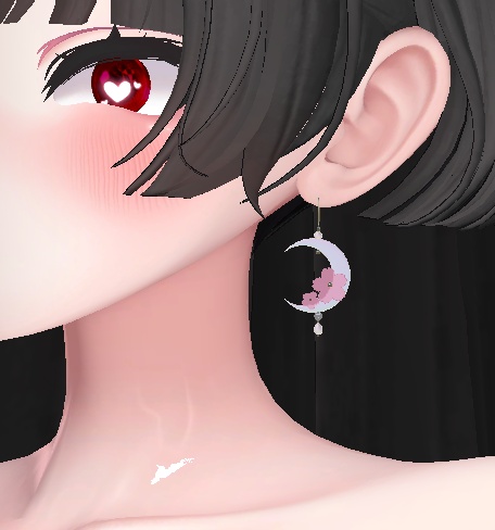 【VRC想定・MA】13アバター対応 3Dアクセサリー/ピアス 桜月のしずく