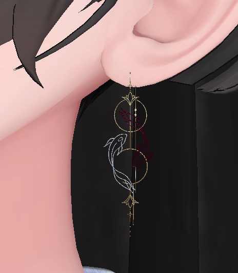 【VRC想定・MA】13アバター対応 3Dアクセサリー/ピアス 『Aqua Veil ー 水紗(みずさ)』