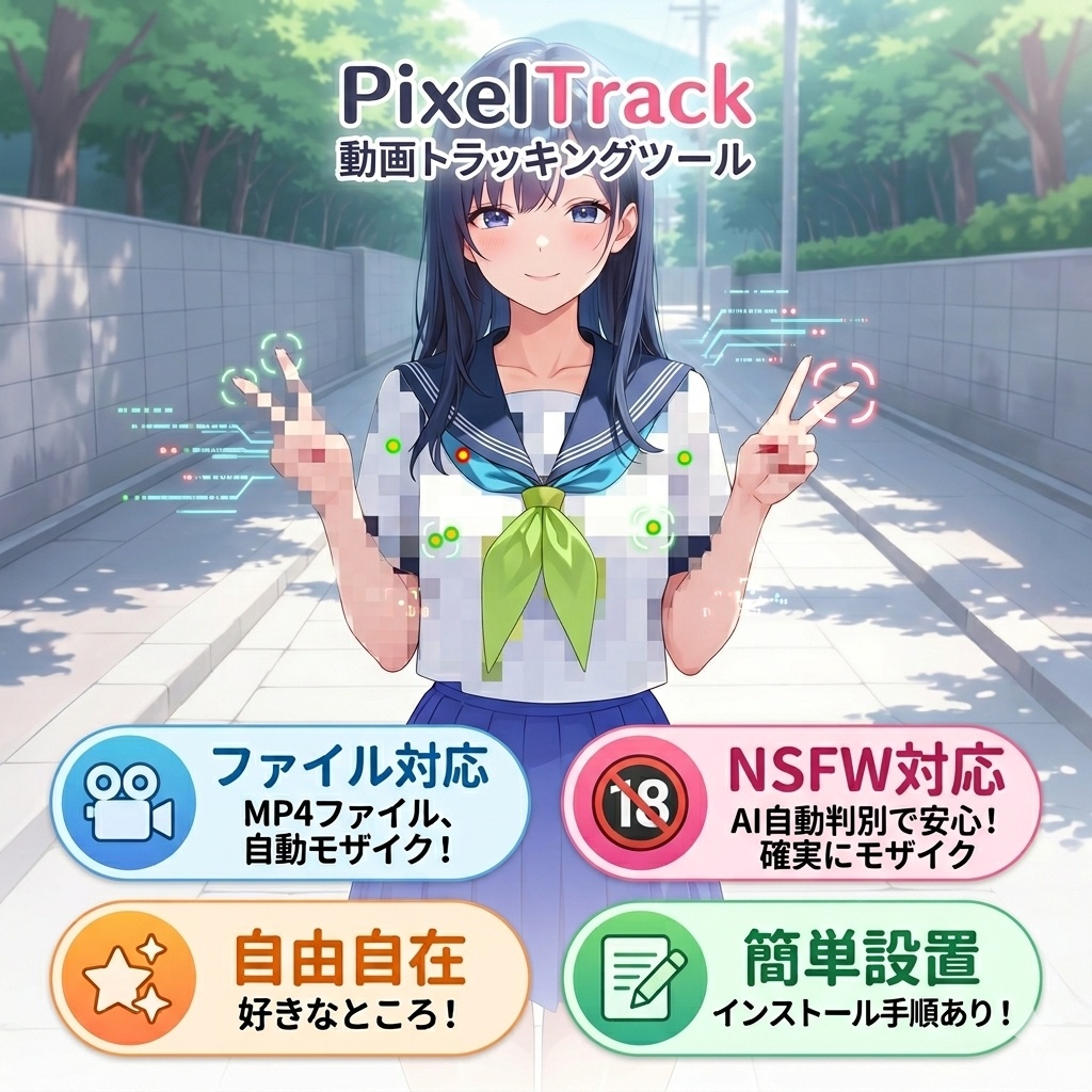 動画自動モザイク (AI動画向け) [PixelTrack]