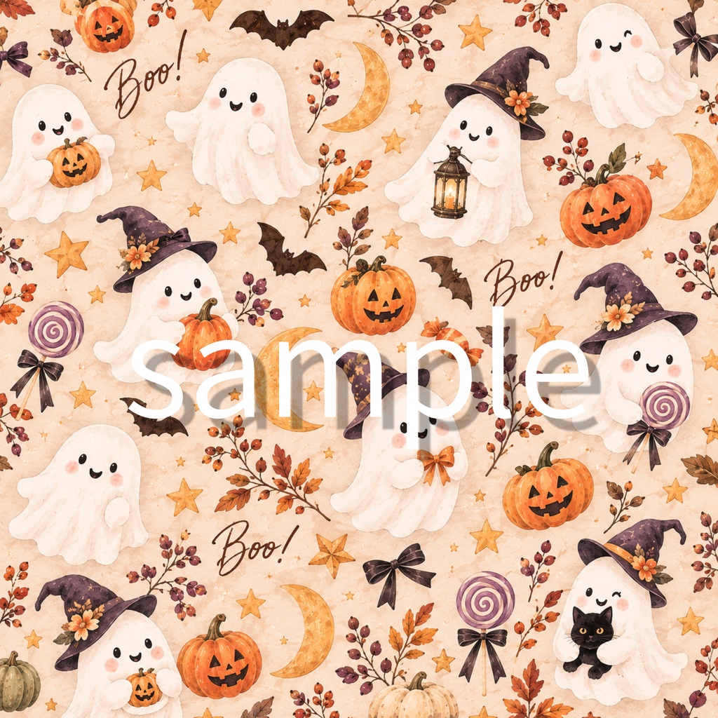 【ハロウィン】デジタルペーパー10枚セット|かわいい黒猫・おばけ・かぼちゃ・魔女|背景素材 PNG