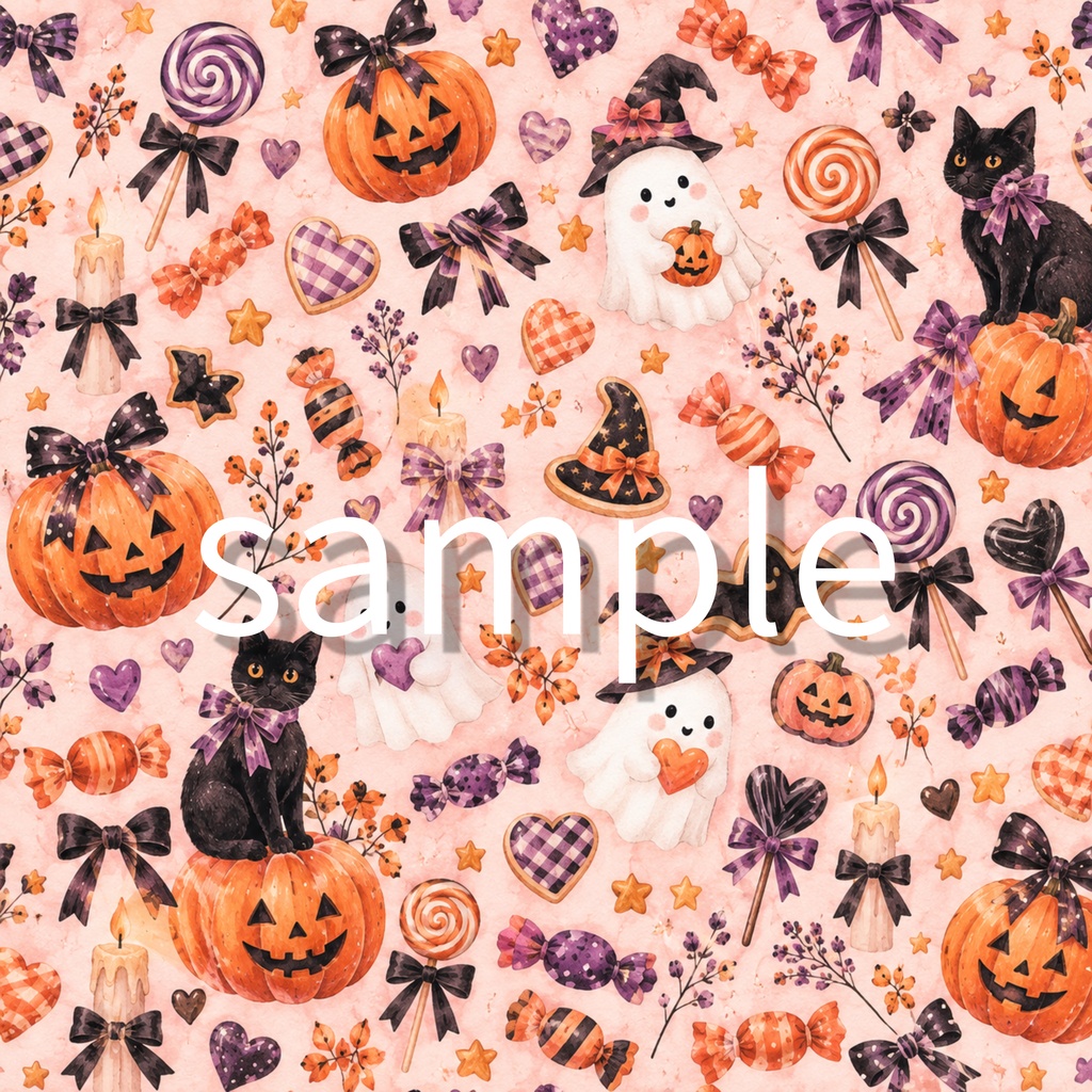 【ハロウィン】デジタルペーパー10枚セット|かわいい黒猫・おばけ・かぼちゃ・魔女|背景素材 PNG