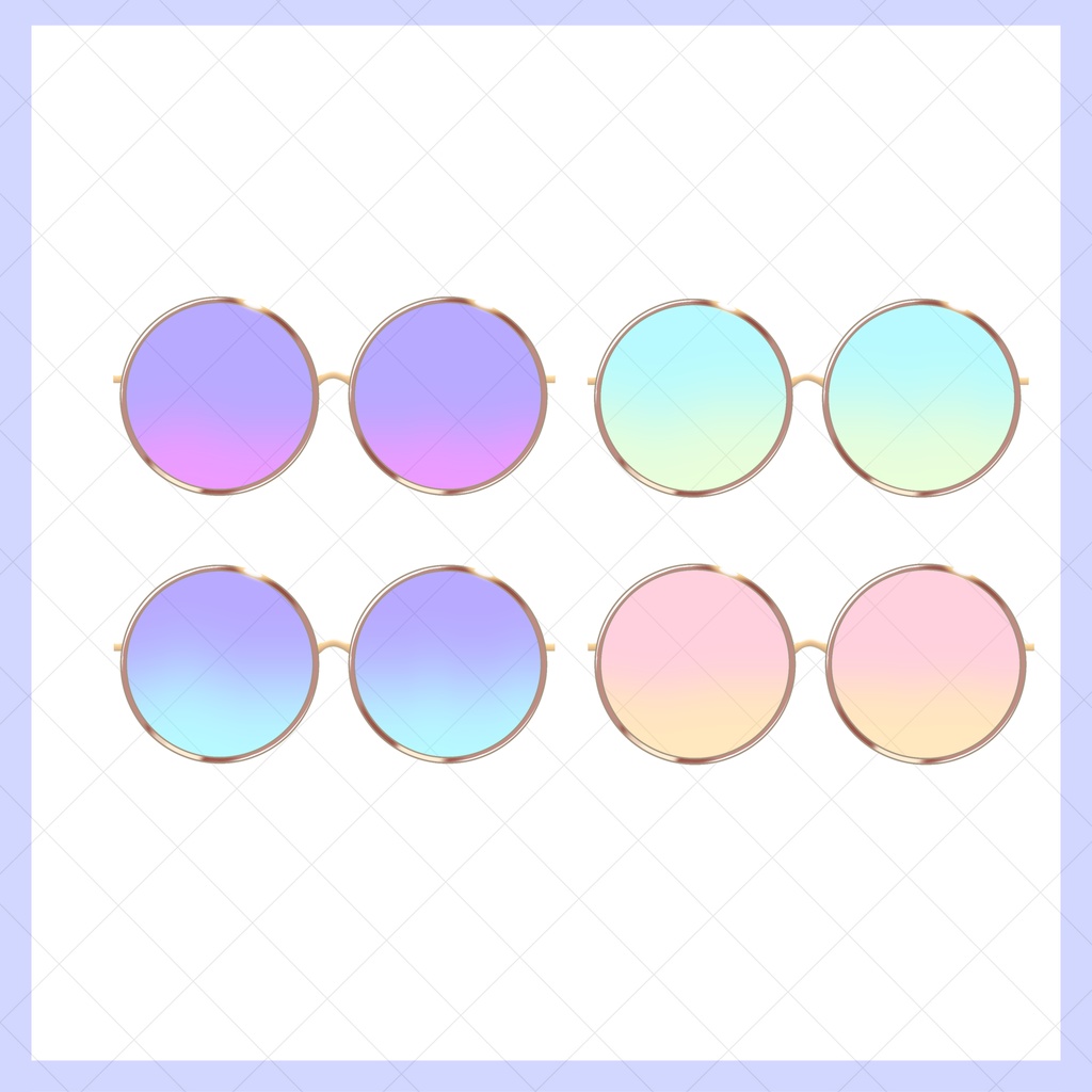 カラーグラデ丸眼鏡【4種】高画質+商用利用権