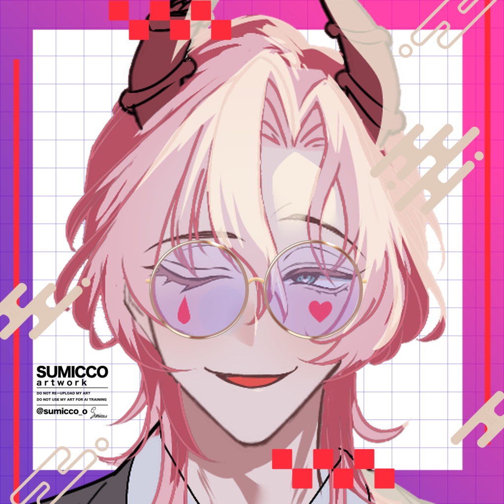【Vtuber向け】カラー丸眼鏡【9種】高画質+商用利用権