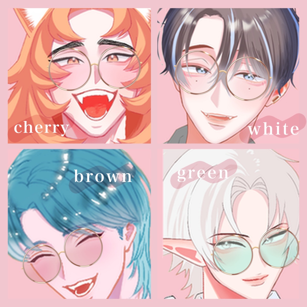 【Vtuber向け】カラー丸眼鏡【9種】高画質+商用利用権
