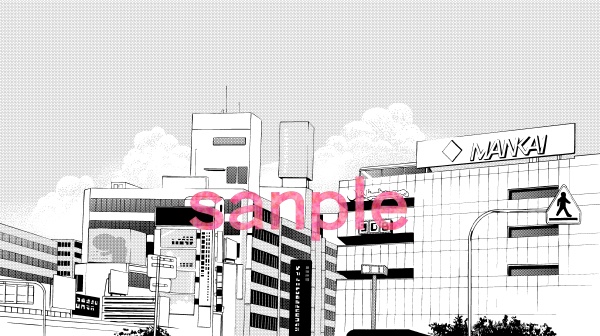 【漫画素材】駅ビルのある風景セット
