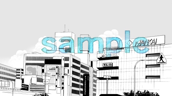 【漫画素材】駅ビルのある風景セット