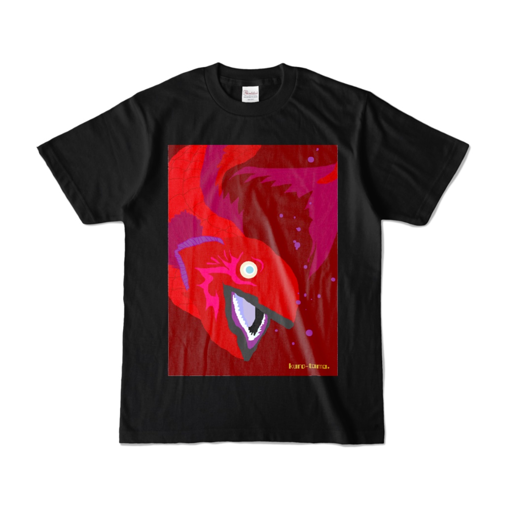赤鎧魚(黒ねこタマっちの カラーTシャツ) 黒・黄