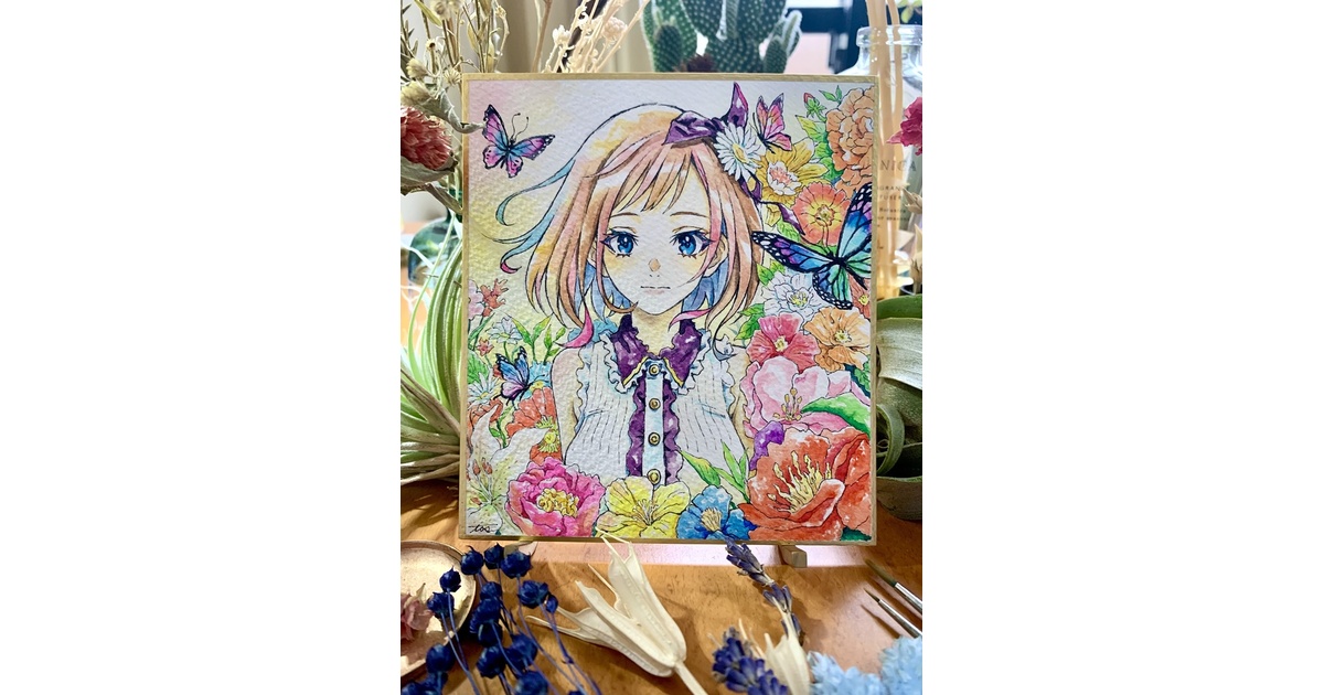 オリジナルイラスト色紙原画 『花と蝶』 - tos no booth - BOOTH オリジナルイラスト色紙原画 『花と蝶』 - tos no booth - BOOTH