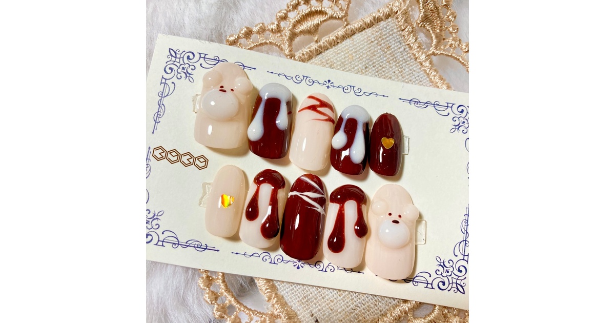 ネイルチップ くまちゃん チョコレート - 3939ネイルチップshop