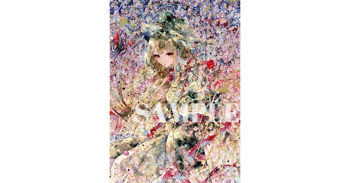 手描きイラスト オリジナル 「枝垂桜のカーテン」 原画 創作 手描きイラスト オリジナル 「枝垂桜のカーテン」 原画 創作