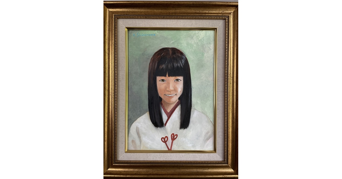 『磯辺の童女』 F6 額縁付き 油彩画 油絵 原画 一点物 巫女信仰 開運 磯辺の童女』 F6 額縁付き 油彩画 油絵 原画 一点物 巫女信仰 開運