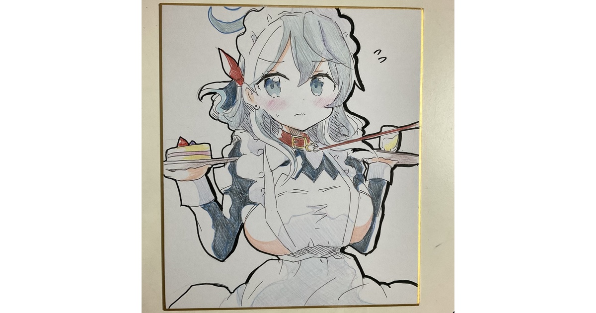 ブルアカ アコ 手描きイラスト色紙 中サイズ - りゅーしょっぷ