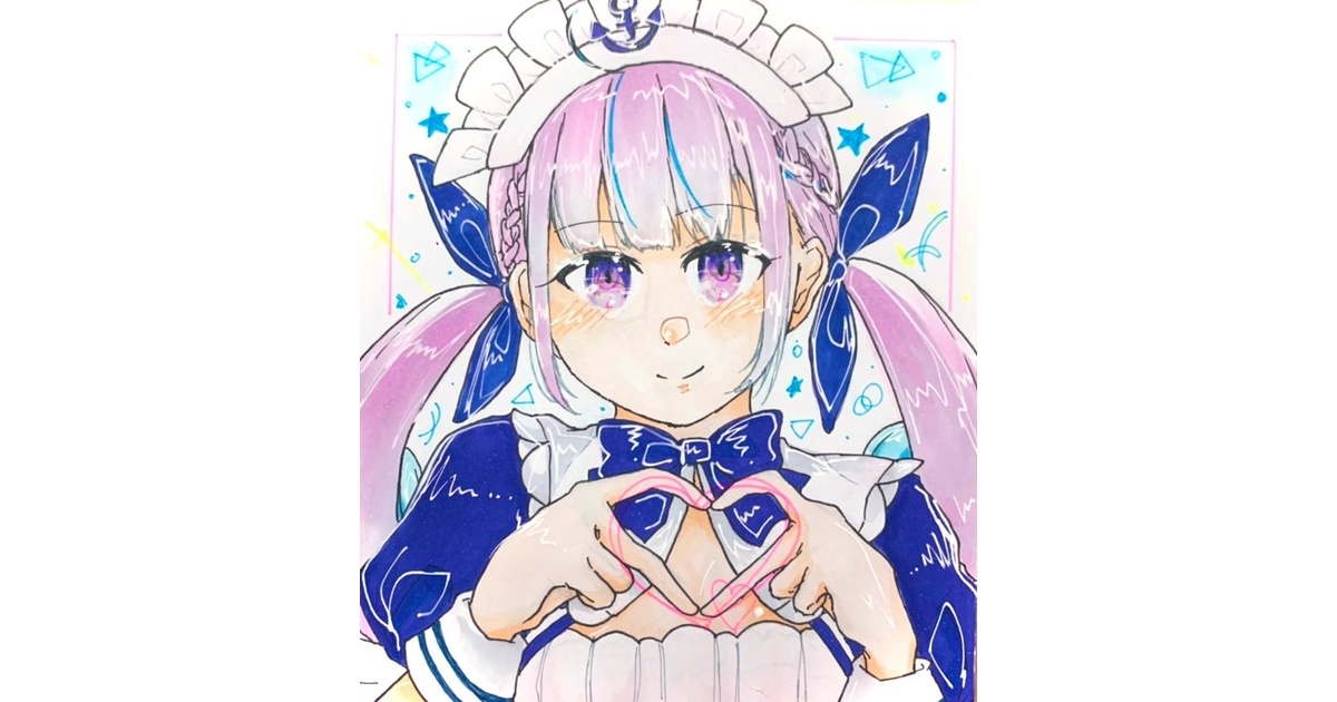 湊あくあ　Vカニ　コメント付きミニ色紙　ホロライブ　結城さくな SALE!】 【ホロライブ】湊あくあ 【ミニ色紙】 - ジレンマ - BOOTH