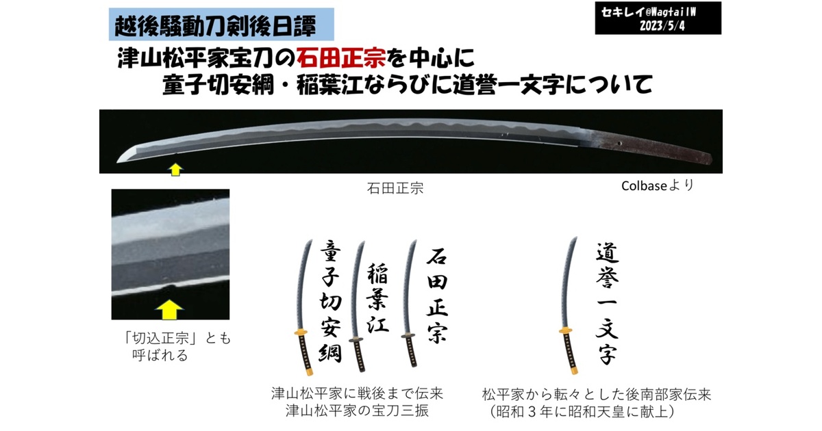 津山松平家宝刀の石田正宗を中心に 童子切安綱・稲葉江ならびに