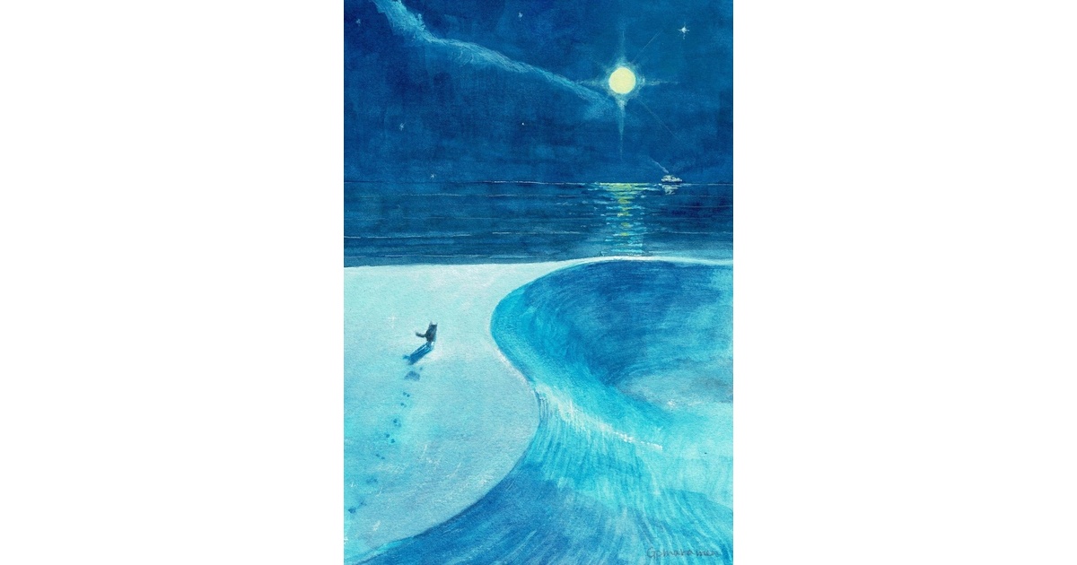 水彩画（原画のみで額はつきません）「砂浜」 - gomaramen888