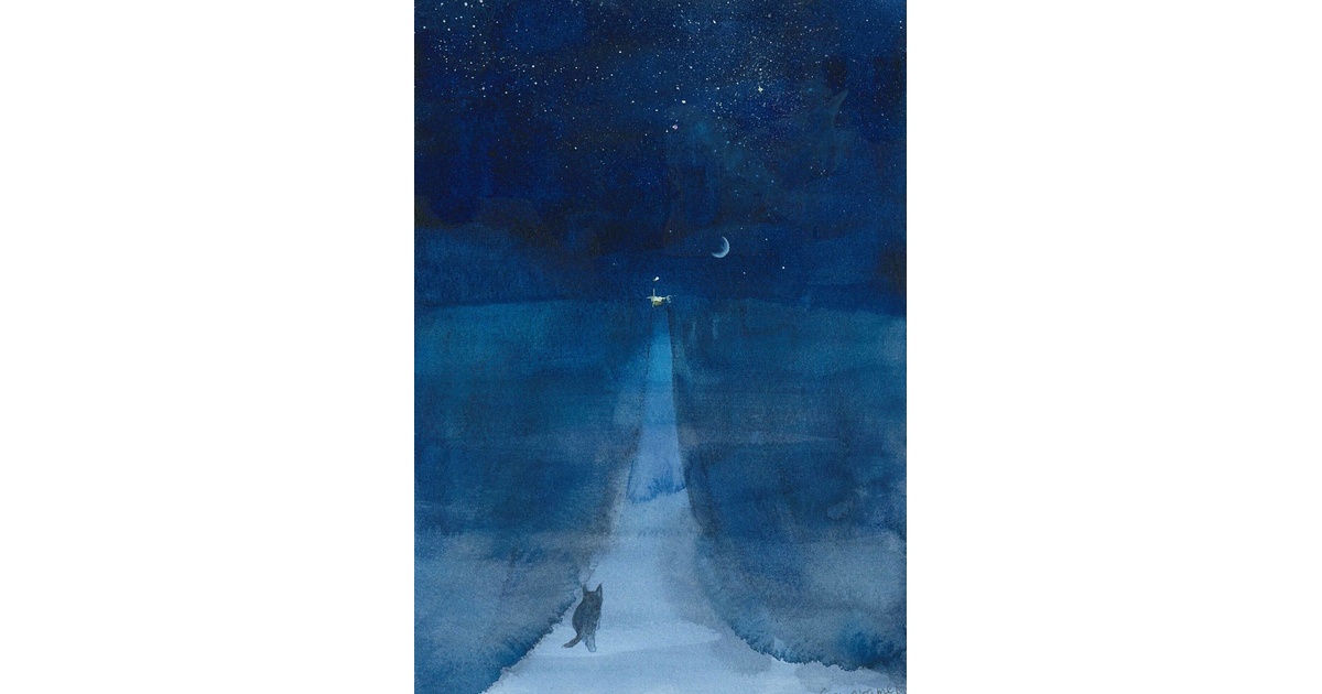 水彩画（原画）（額装済み）「三日月の夜」 - gomaramen888 - BOOTH
