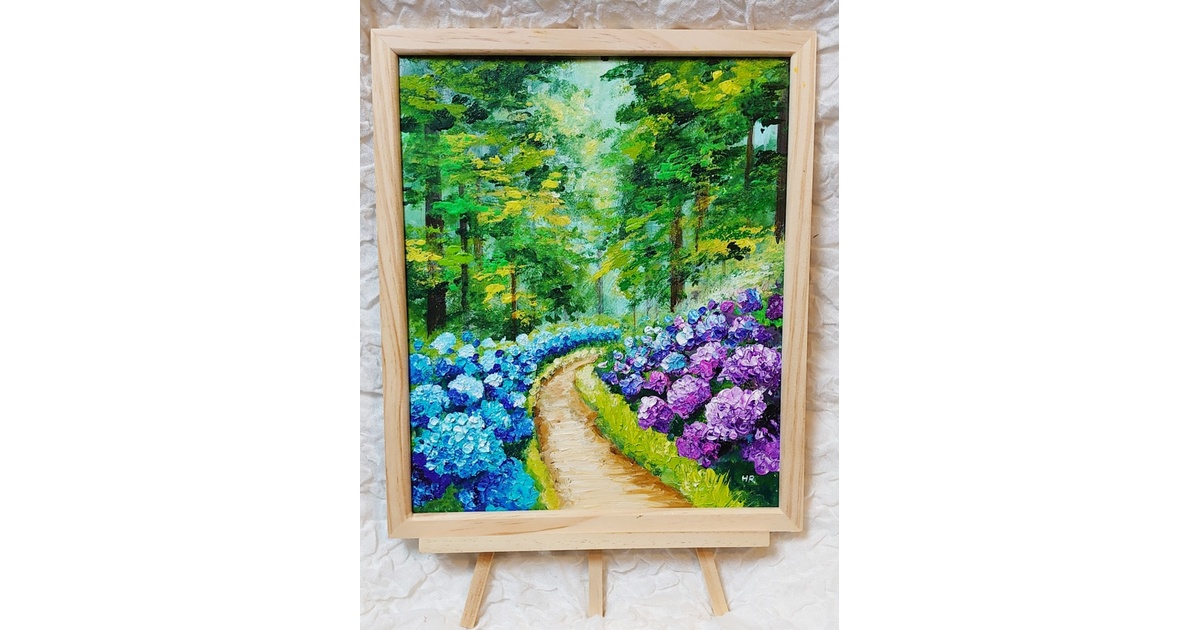 油絵 絵画 紫陽花畑の道 - arashi1783 - BOOTH