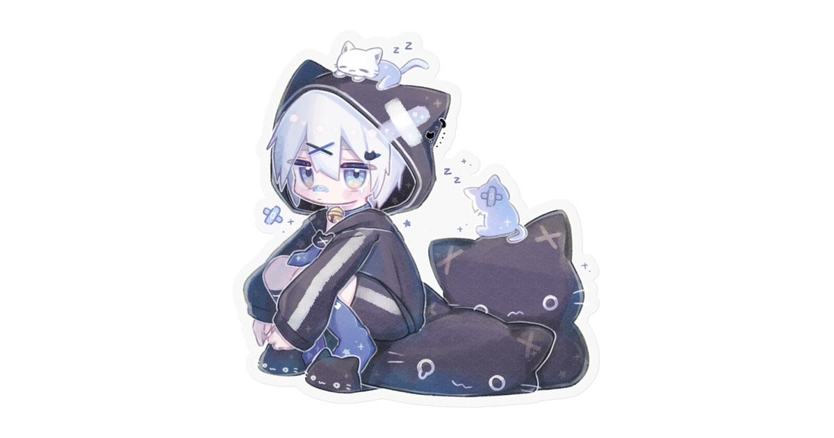 S4号/一点物イラストアート】平成ギャルちゃん-猫耳パーカー