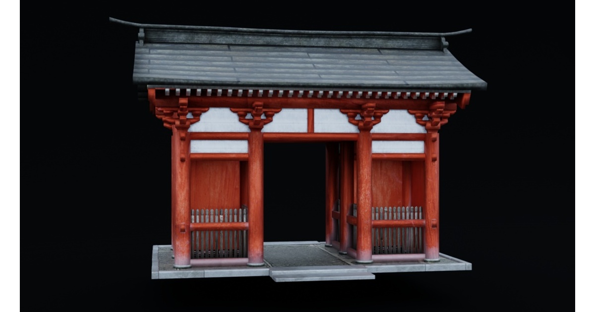 （レア）山門　SANMON JAPANESE TEMPLE GATE TRADITIONAL JAPANESE TEMPLE GATE - 和風の山門 - Shrine Mon Prop