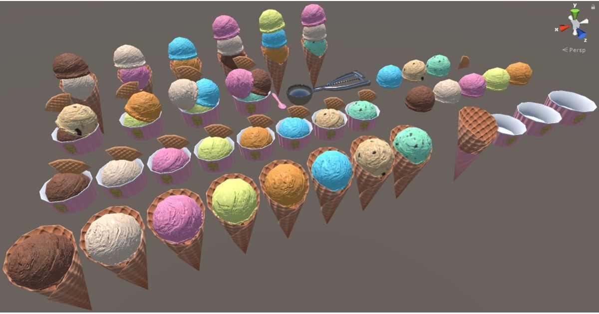 アイスクリームキャラクター インテリア装飾セット Blender】 アイスクリームセット Icecream set - BlenderEffect