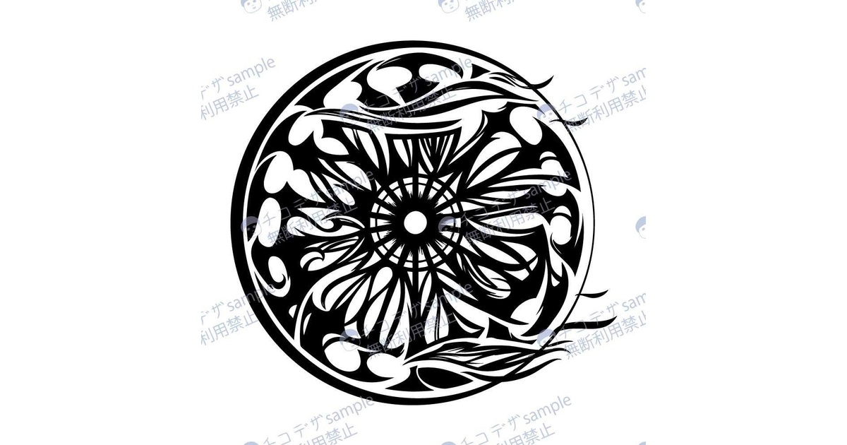 運命の輪タロットのタトゥー・切り絵風イラスト - 高解像度png or ai