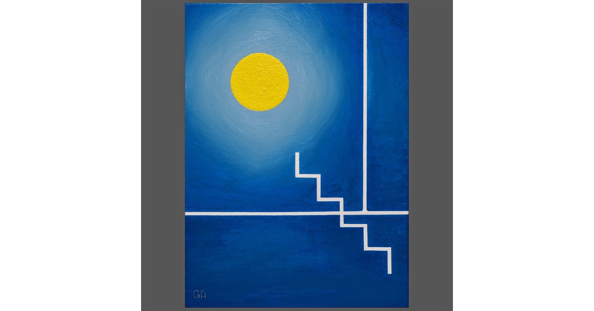 Chambre bleue－青の部屋●がんどうあつし肉筆油絵F4号キャンバス作品 Chambre bleue－青の部屋○がんどうあつし肉筆油絵F4号キャンバス作品