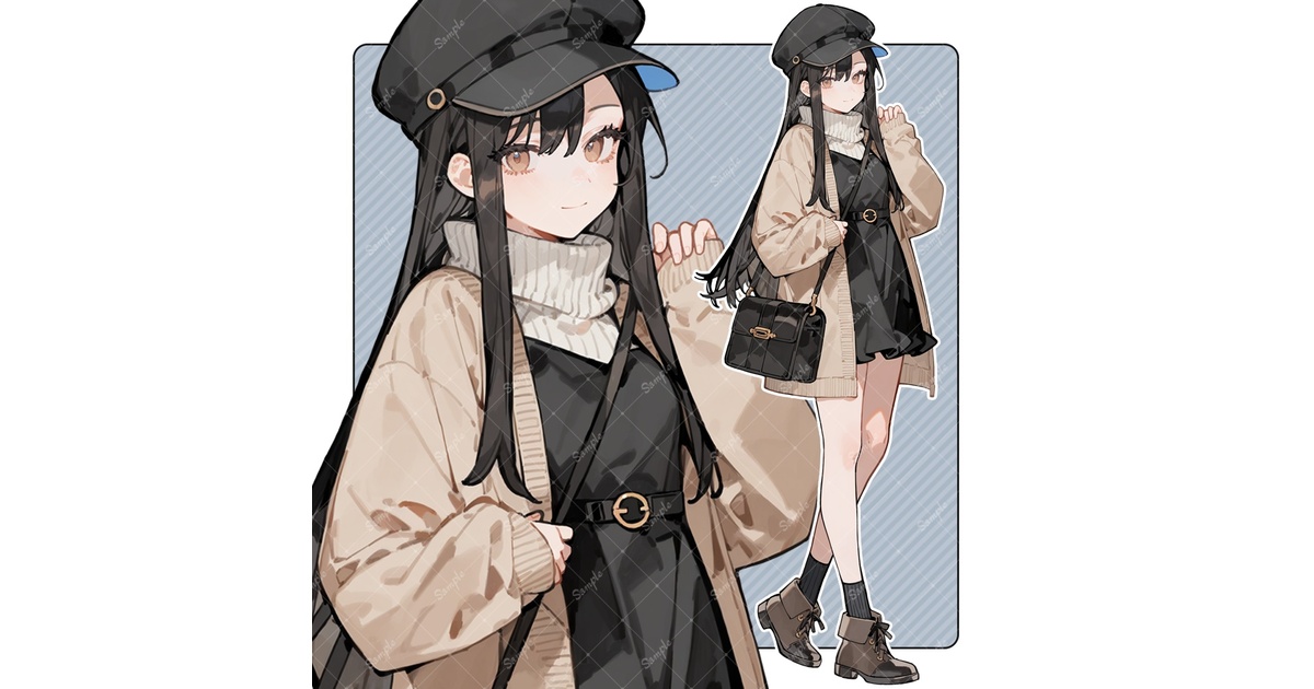 鉛筆画 人物 ストライプの服 勝利の女神：NIKKE - LOVECACAOさんイラスト タクティカルファッション