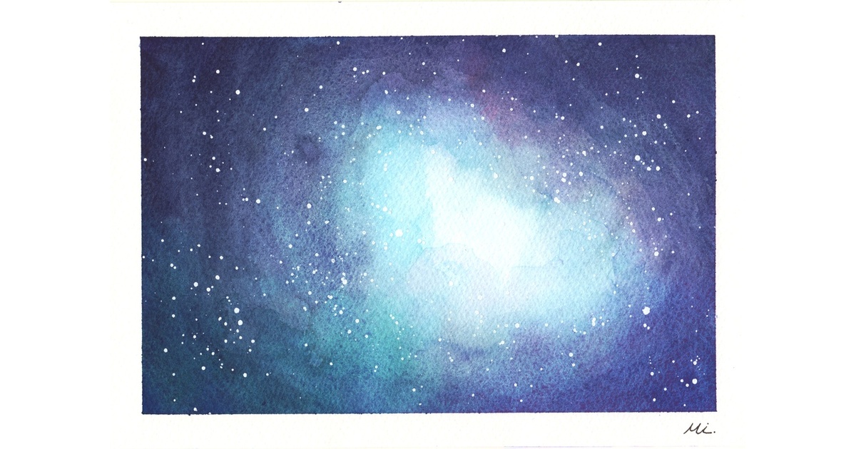 水彩画 銀河 How to draw the Milky Way and the galaxy with acrylic paint / Easy